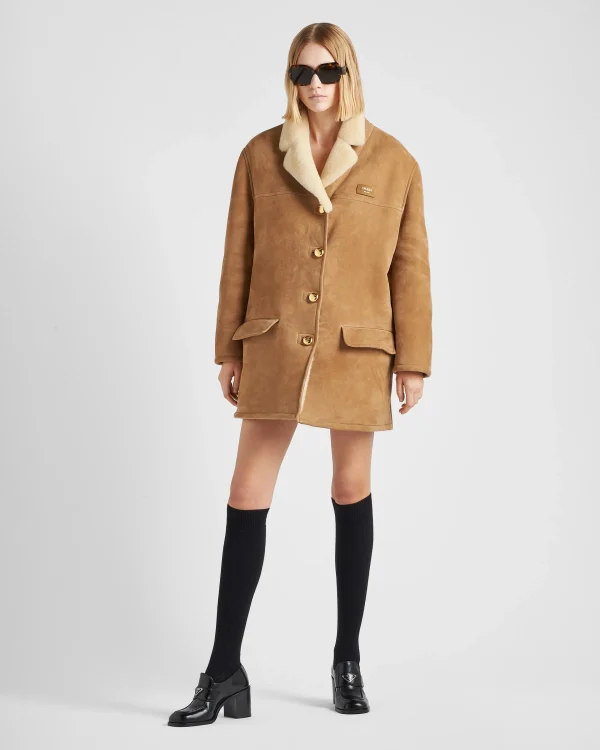 Leather Clothing*Prada Shearling coat Camel/natural