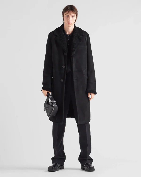 Leather Clothing*Prada Shearling coat Black/black