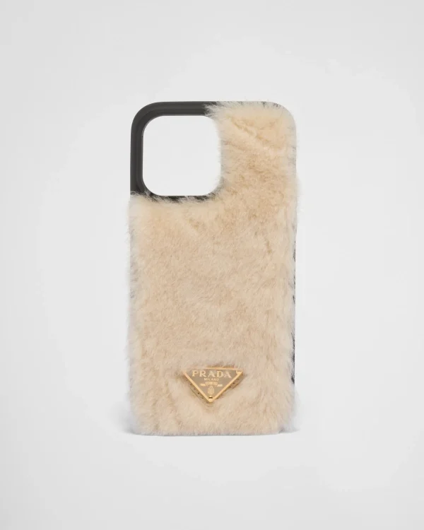 High-tech Accessories*Prada Shearling cover for iPhone 14 Pro Max Ecru