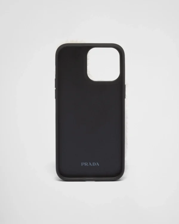 High-tech Accessories*Prada Shearling cover for iPhone 14 Pro Max Ecru