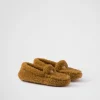 Loafers And Lace-ups*Prada Shearling driving shoes Caramel