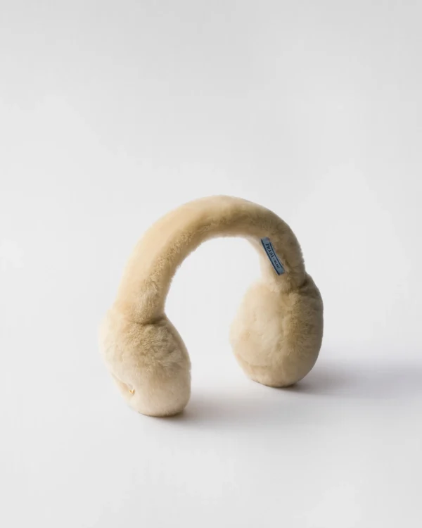 Hats And Gloves*Prada Shearling earmuffs Ecru