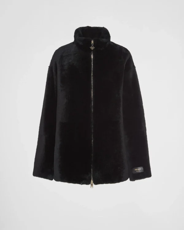 Leather Clothing*Prada Shearling fur jacket Black