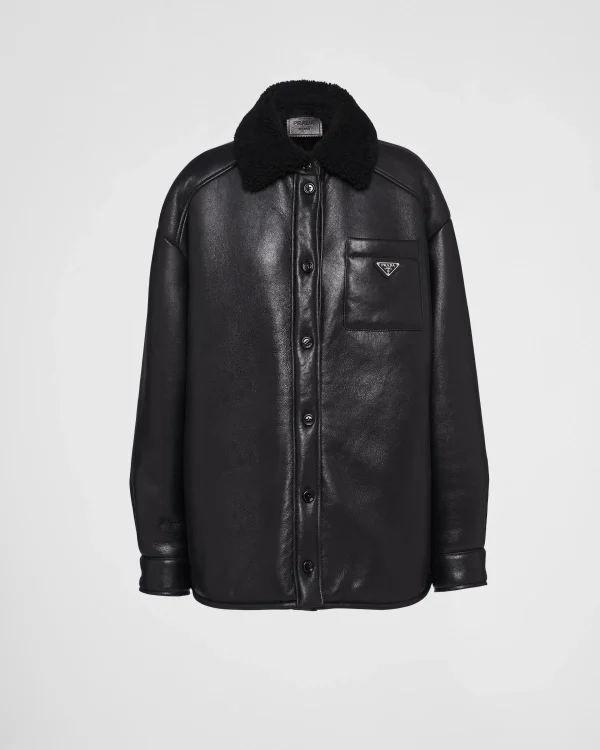 Leather Clothing*Prada Shearling jacket Black