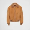 Leather Clothing*Prada Shearling jacket Corkbeige