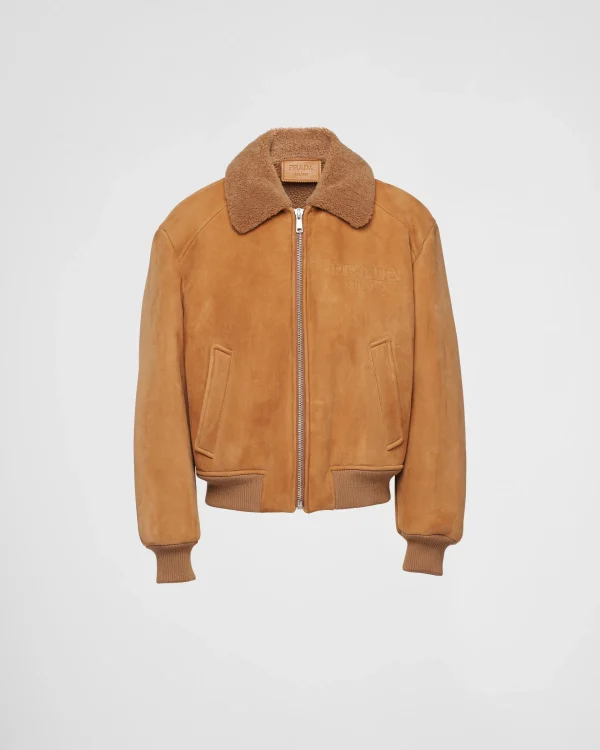 Leather Clothing*Prada Shearling jacket Corkbeige