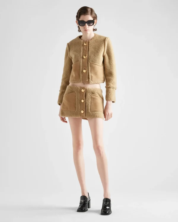 Leather Clothing*Prada Shearling jacket Camelbrown