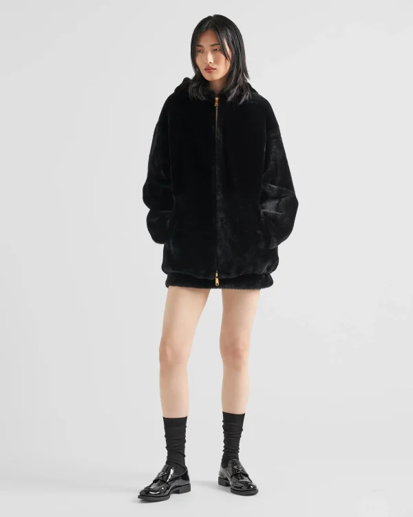 Leather Clothing*Prada Shearling jacket Black