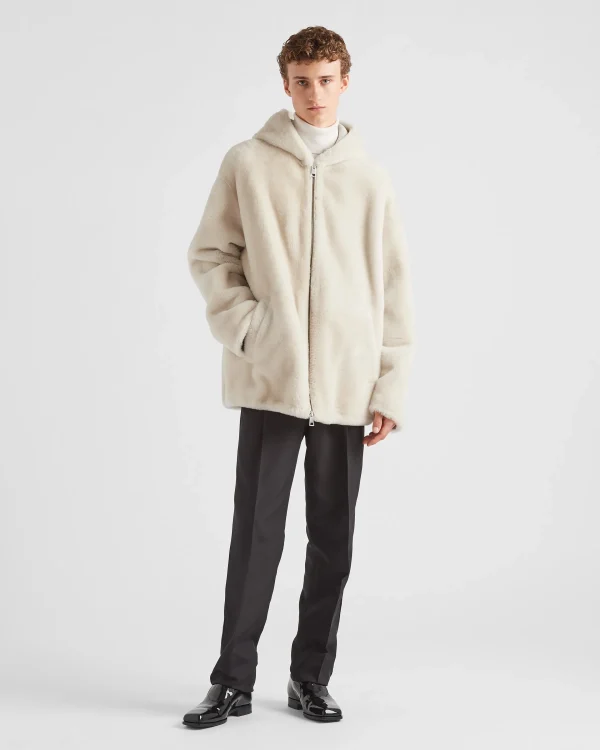 Leather Clothing*Prada Shearling jacket Ivory