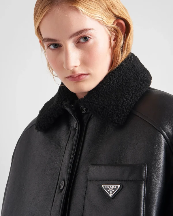 Leather Clothing*Prada Shearling jacket Black