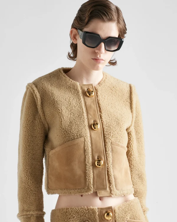 Leather Clothing*Prada Shearling jacket Camelbrown