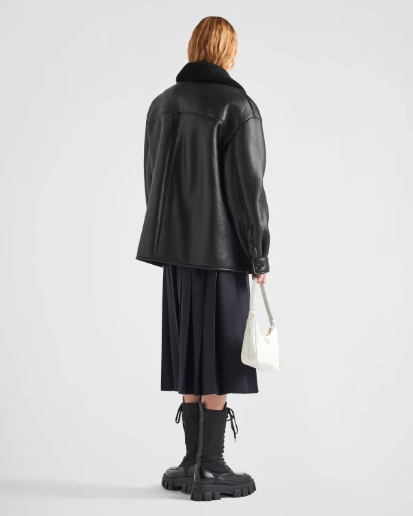 Leather Clothing*Prada Shearling jacket Black