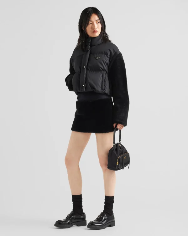 Leather Clothing*Prada Shearling skirt Black