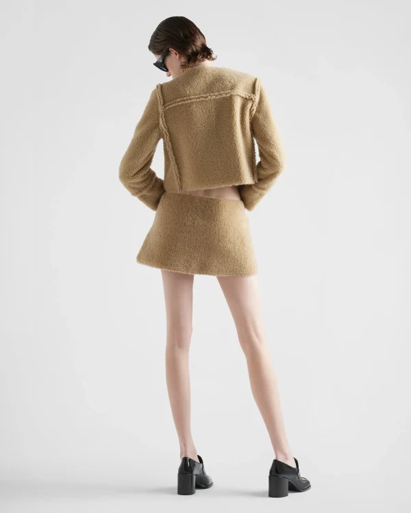 Leather Clothing*Prada Shearling skirt Camelbrown