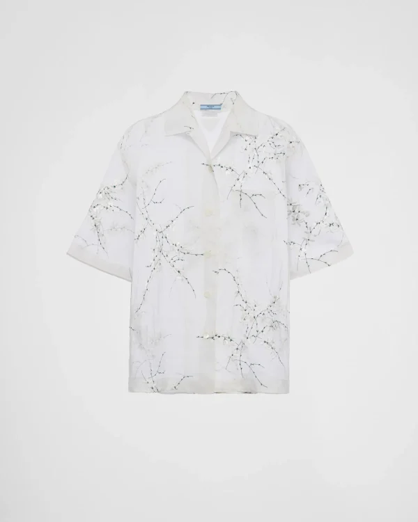 Shirts And Tops*Prada Shirt with superimposed embroidery White