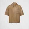 Leather Clothing*Prada Short-sleeve nappa leather shirt Colonialbeige