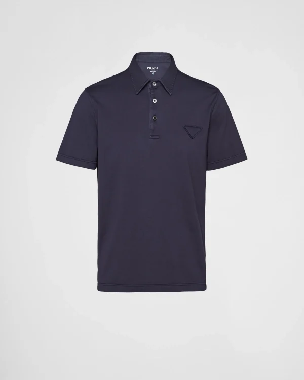 T-shirts And Polo Shirts*Prada Short-sleeved cotton polo shirt Navy