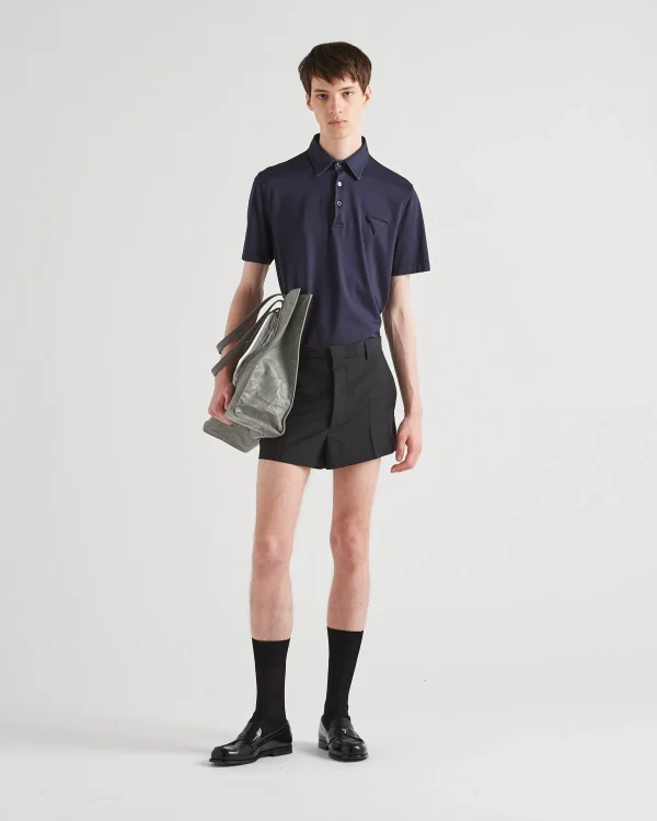 T-shirts And Polo Shirts*Prada Short-sleeved cotton polo shirt Navy