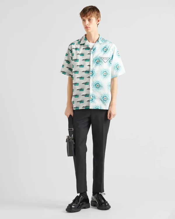 Shirts*Prada Short-sleeved cotton shirt Green