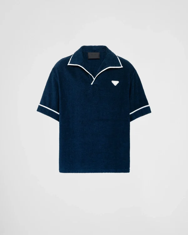 Shirts*Prada Short-sleeved heavy cotton shirt Navy