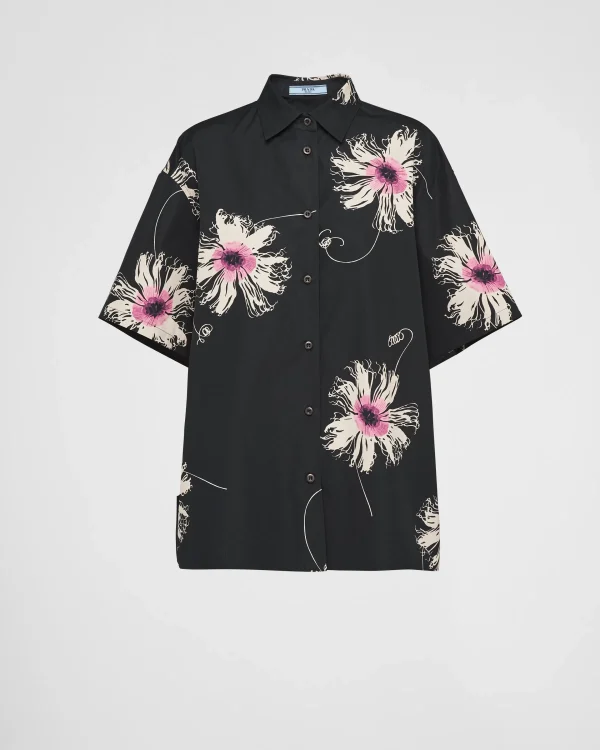 Shirts And Tops*Prada Short-sleeved printed poplin shirt Lilac