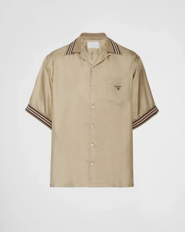 Shirts*Prada Short-sleeved silk twill shirt Cord