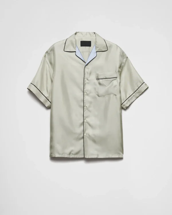 Shirts*Prada Short-sleeved silk twill shirt Agave