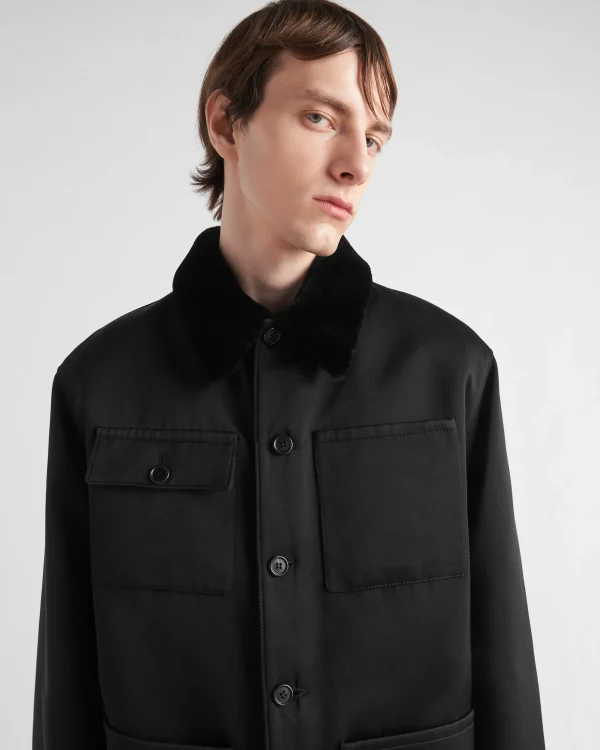 Jackets And Coats*Prada Silk and cotton blouson jacket Black