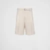 Trousers And Bermudas*Prada Silk Bermudas Sandbeige