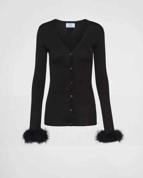 Knitwear*Prada Silk cardigan Black