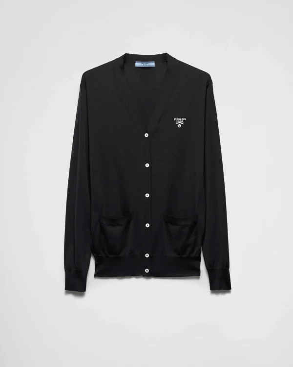 Knitwear*Prada Silk cardigan Black