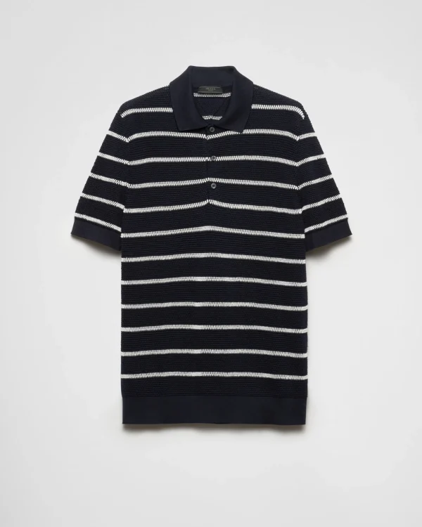 Knitwear*Prada Silk polo shirt Navy