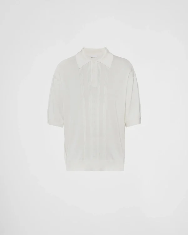 Knitwear*Prada Silk polo shirt White