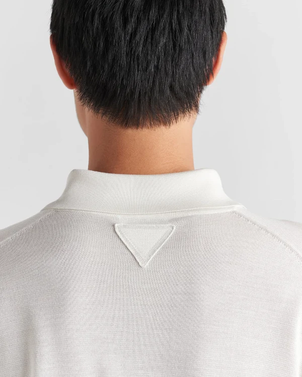 Knitwear*Prada Silk polo shirt White