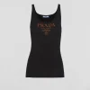 Knitwear*Prada Silk tank top with logo Black