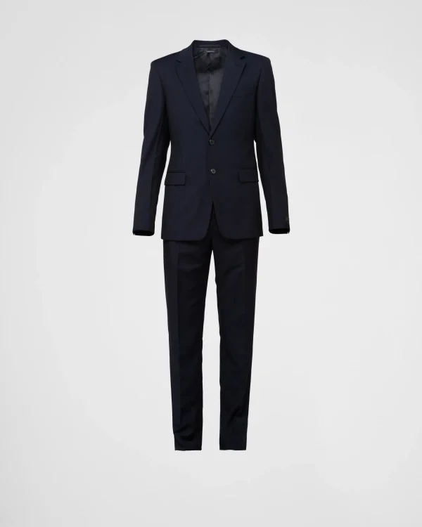 Suits*Prada Single Breasted Wool And Mohair Suit Navy