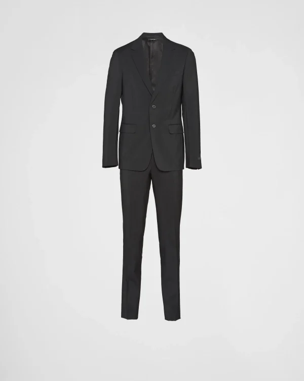 Suits*Prada Single Breasted Wool And Mohair Suit Black