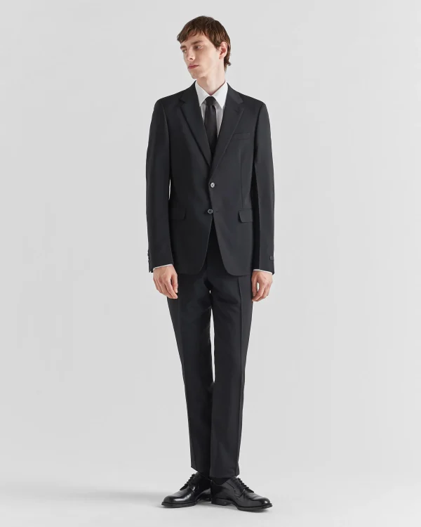 Suits*Prada Single Breasted Wool And Mohair Suit Black