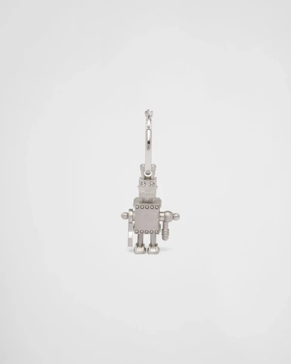 Jewels*Prada Single earring with Robot Jewels pendant Silver