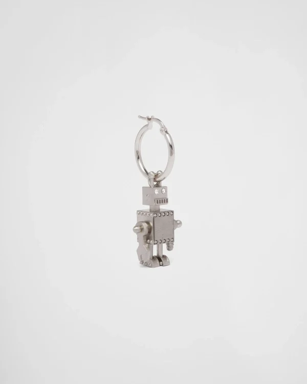 Jewels*Prada Single earring with Robot Jewels pendant Silver