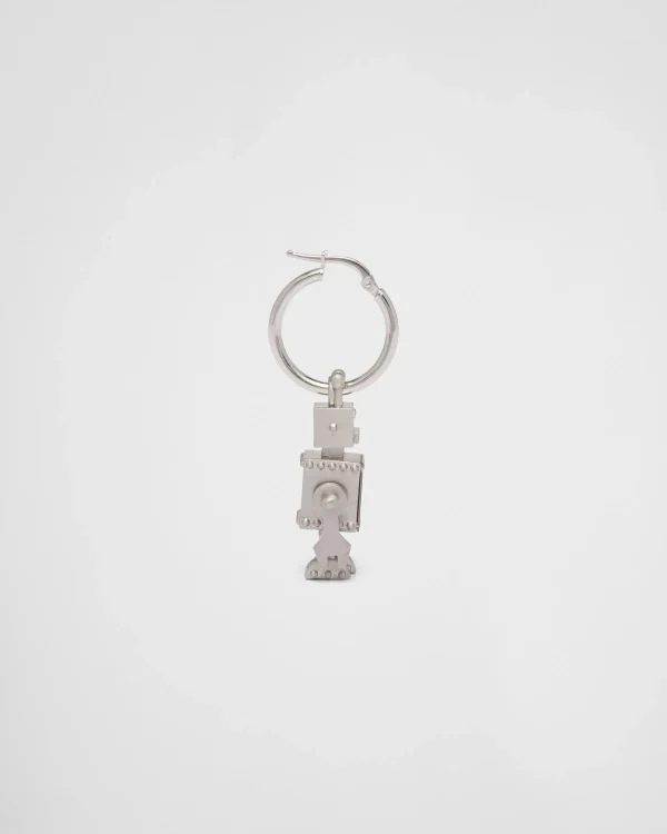 Jewels*Prada Single earring with Robot Jewels pendant Silver