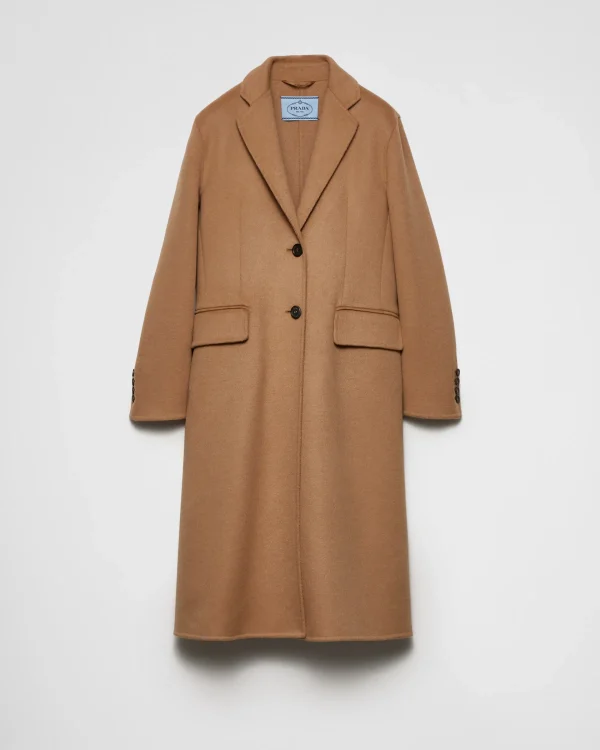 Jackets And Coats*Prada Single-breasted cashgora coat Camelbrown