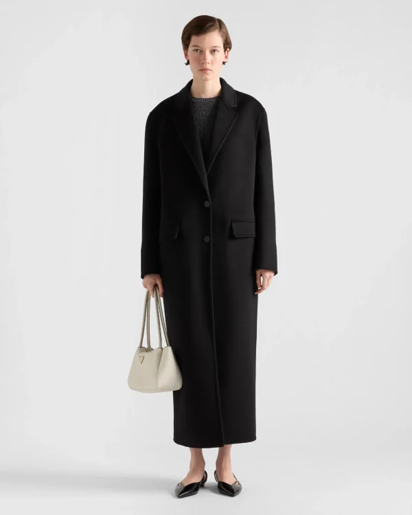 Jackets And Coats*Prada Single-breasted cashgora coat Black