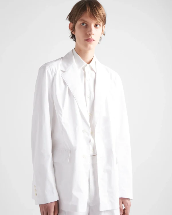 Jackets And Coats*Prada Single-breasted cotton jacket White