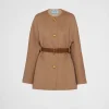 Jackets And Coats*Prada Single-breasted double wool caban jacket Camel/white