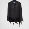 Jackets And Coats*Prada Single-breasted kid mohair jacket with feathers Black