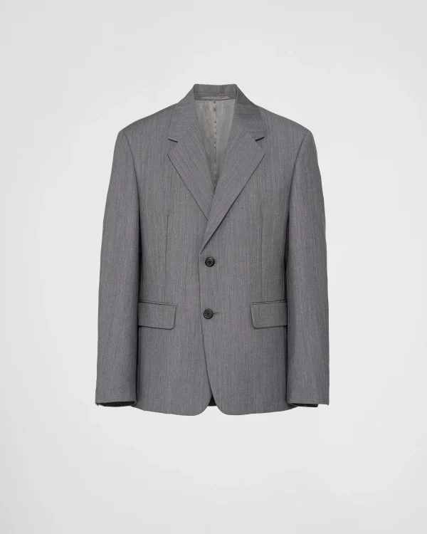 Jackets And Coats*Prada Single-breasted mohair wool jacket Grey