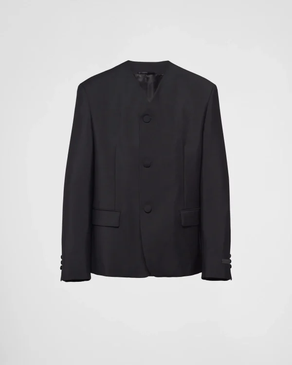 Jackets And Coats*Prada Single-breasted mohair wool jacket Black