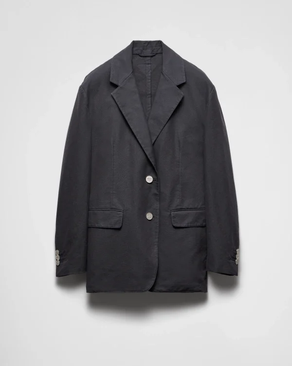 Jackets And Coats*Prada Single-breasted old canvas jacket Navy