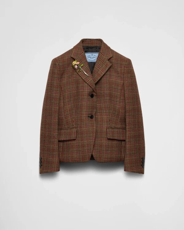 Jackets And Coats*Prada Single-breasted Prince of Wales checked jacket Red